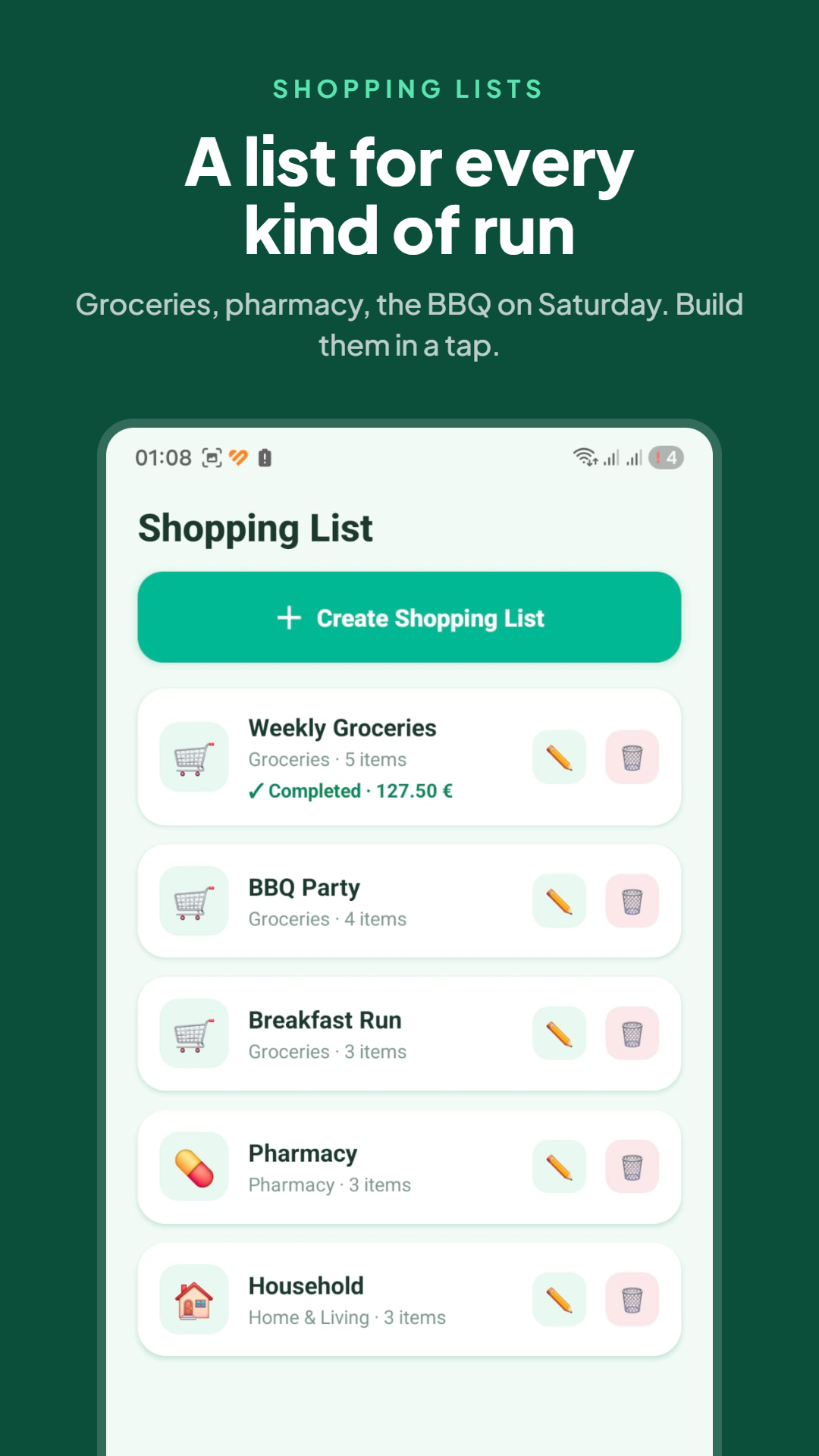 Shopping lists